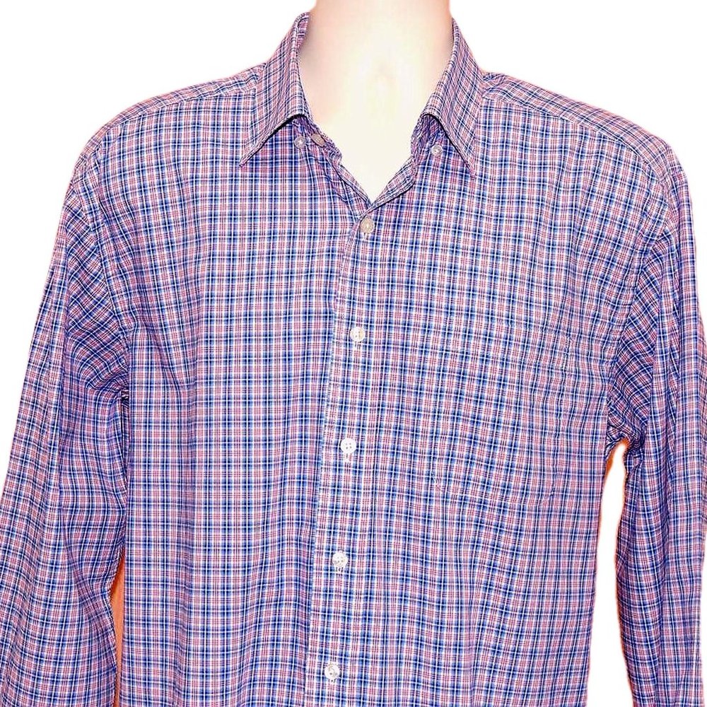 Vineyard Vines Red/Blue Checked Mens Long Sleeve Shirt Size Large Like New